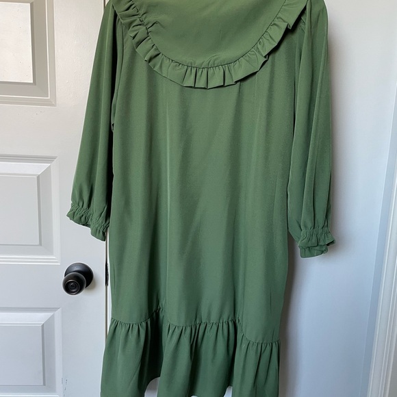 Green Ruffled Button-Down Dress - Picture 3 of 4